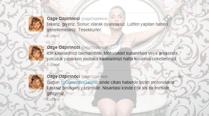 Özge Özpirinçci eleştirilere Twitter'dan cevap verdi