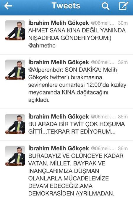 Melih Gökçek Twitter'a geri döndü