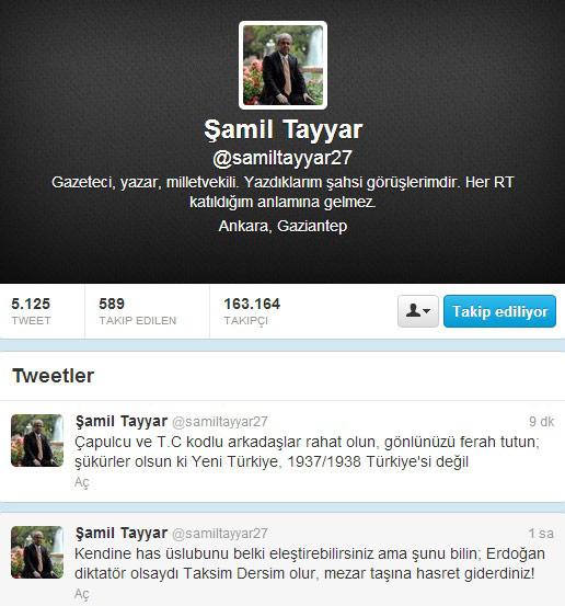 Şamil Tayyar: Erdoğan diktatör olsa Taksim Dersim olurdu