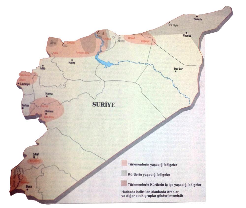 Suriye'deki Kürtler ve Türkmenler haritası
