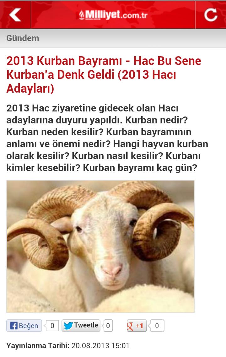 Milliyet'e göre Hac bu sene Kurban'a denk geldi