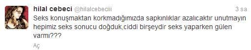 Hilal Cebeci'den seks sorusu