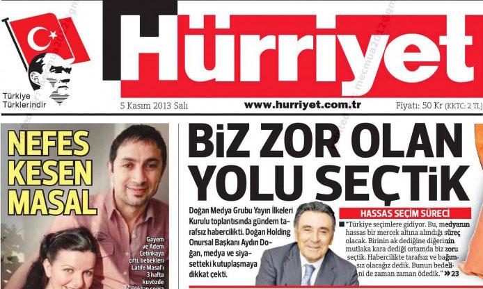 Aydın Doğan'ın sözlerini kendi gazeteleri yayınlamadı