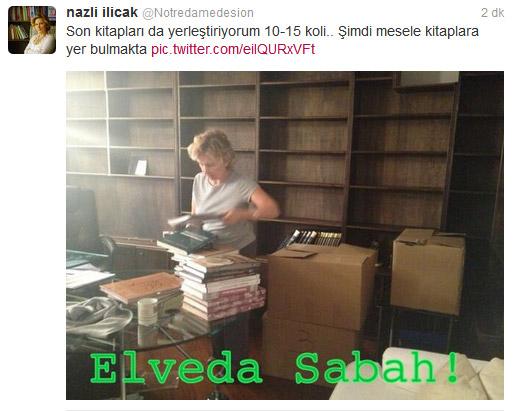 Nazlı Ilıcak Sabah'taki odasından ayrıldı