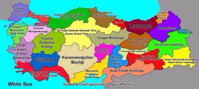 Türkiye'nin güldüren bölünmüş haritası