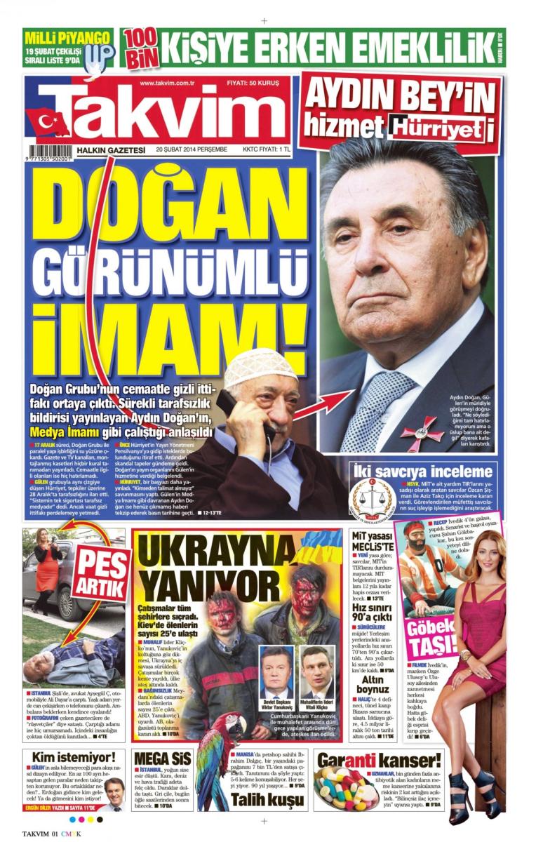 Takvim'den günün manşeti: Doğan görünümlü imam