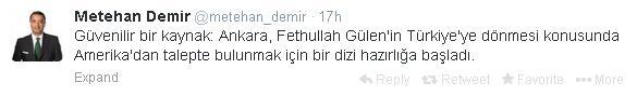 Metehan Demir'den Gülen operasyonu iddiası