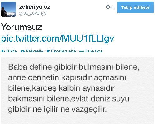 Savcı Zekeriya Öz'den anlamlı tweet