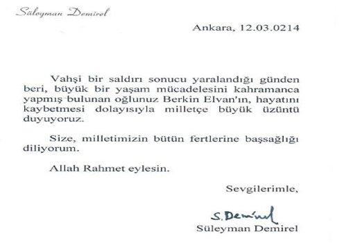 Süleyman Demirel'den Berkin Elvan açıklaması