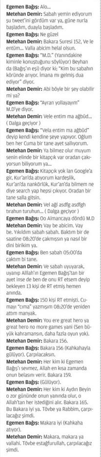 Milli Gazete manşete Egemen Bağış'ı taşıdı