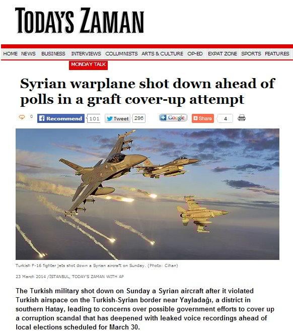 Today's Zaman'dan skandal Suriye manşeti