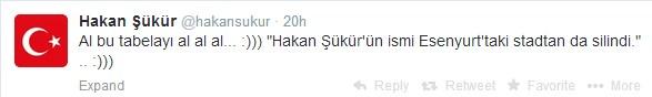 Hakan Şükür: Al bu tabelayı al al al