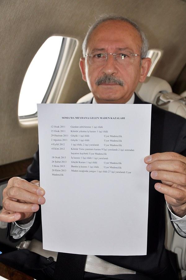 Kılıçdaroğlu Soma'daki kazaların listesini gösterdi