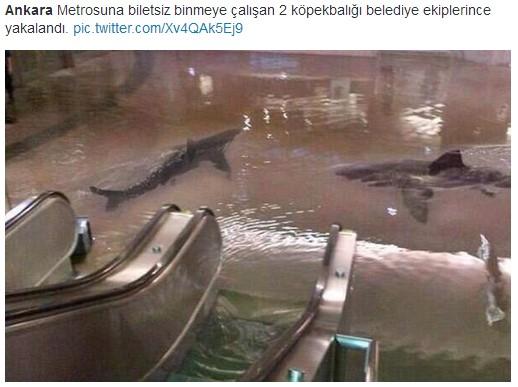 Ankara'da metroyu su bastı İZLE