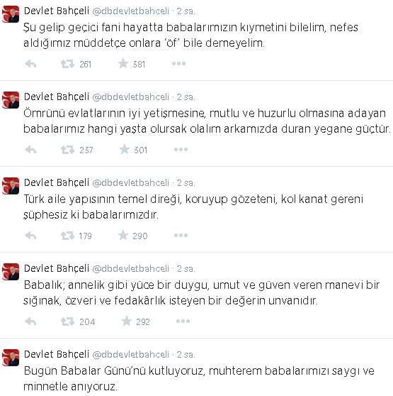 Devlet Bahçeli'den Babalar Günü mesajı