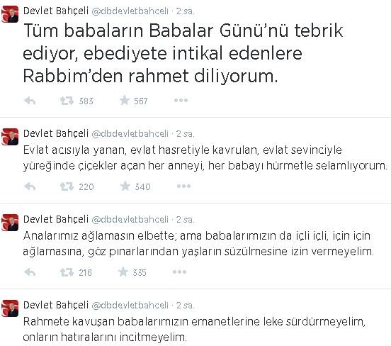Devlet Bahçeli'den Babalar Günü mesajı