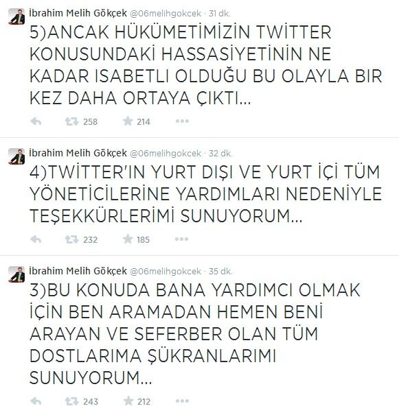 Melih Gökçek'in Twitter hesabı hacklendi