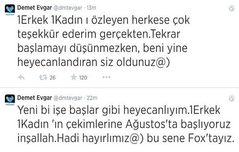 Demet Evgar'dan 1 Kadın 1 Erkek müjdesi