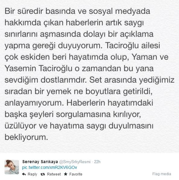 Serenay Sarıkaya'dan Yaman Taciroğlu açıklaması