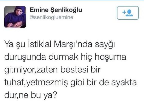 Emine Şenlikoğlu'ndan İstiklal Marşı'na hakaret