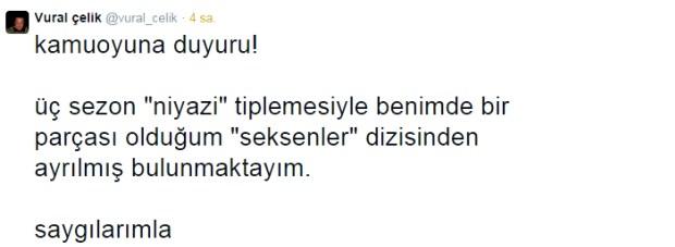 Vural Çelik Seksenler'den ayrıldı