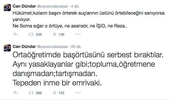 Başörtüsü serbestliği Can Dündar'ı rahatsız etti