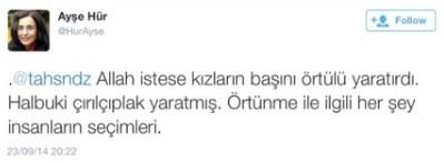 Ayşe Hür: Allah istese kızları örtülü yaratırdı