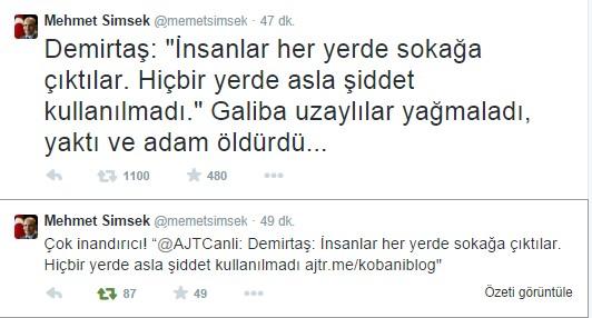 Demirtaş'a yanıt Şimşek'ten: Galiba uzaylılar yağmaladı