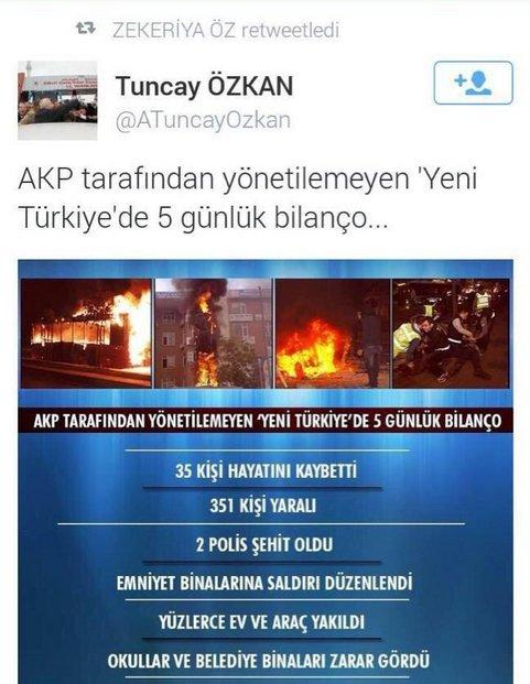 Zekeriya Öz Tuncay Özkan'ın tweet'lerini retweet yaptı