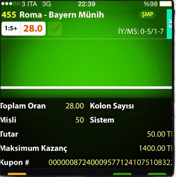 Şahan Gökbakar'ın Bayern Münih kuponu