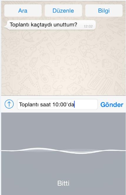 iPhone'da dikte özelliği kullanımı