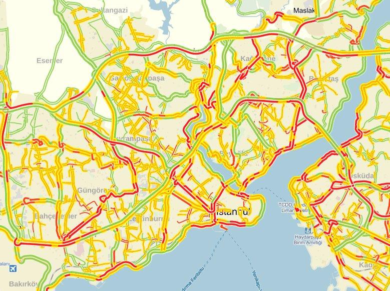 İstanbul'da yağmur trafiği İZLE