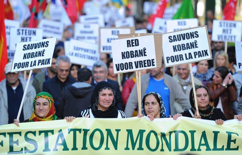 Avrupa'da Kobani yürüyüşleri