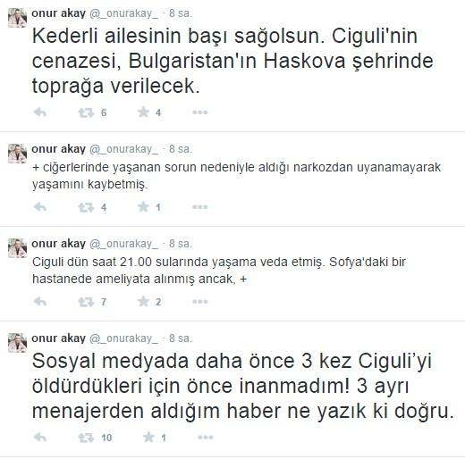 Ciguli hayatını kaybetti