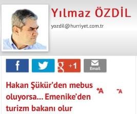 Hakan Şükür Yılmaz Özdil yazısı paylaşıyor