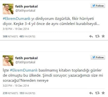 Fatih Portakal Ekrem Dumanlı'yı sert sözlerle eleştirdi