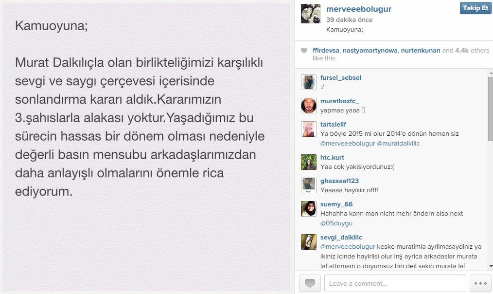 Merve Boluğur ile Murat Dalkılıç ayrıldı