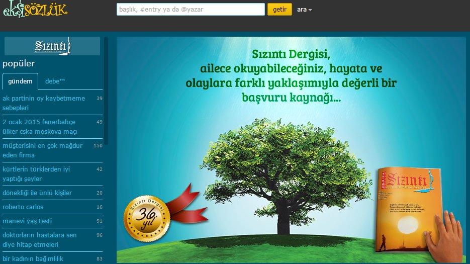 Sızıntı dergisi Ekşi Sözlük'e reklam verdi