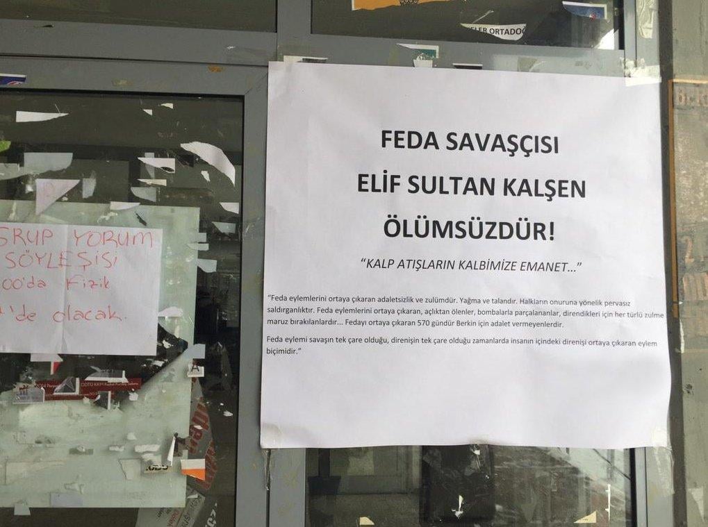 ODTÜ'de Elif Sultan Kalşen pankartı