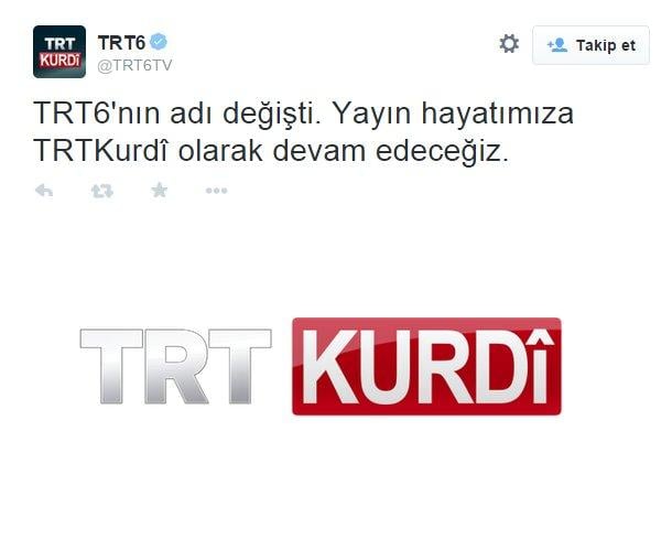 TRT6 TV'nin ismi TRT Kürdi olarak değişti İZLE