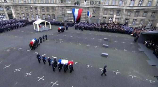 Charlie Hebdo saldırısında ölen polislere tören