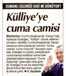 Cumhuriyet gazetesi camiden rahatsız oldu