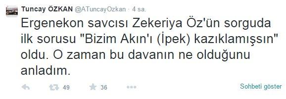 Tuncay Özkan'dan Zekeriya Öz tweeti