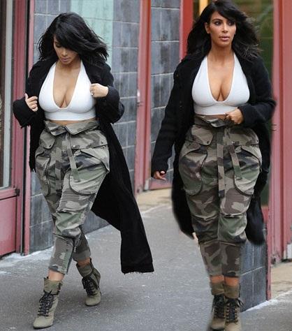 Kim Kardashian soğuk havada bile dekoltesiz çıkmadı