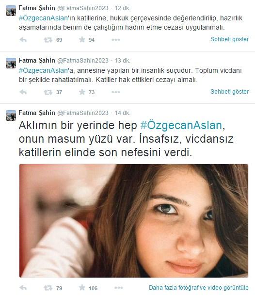 Fatma Şahin: Özgecan Aslan'ın katilleri hadım edilmeli