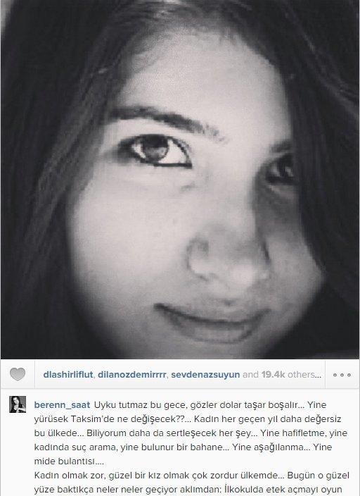 Beren Saat'ten Özgecan için anlamlı mesaj