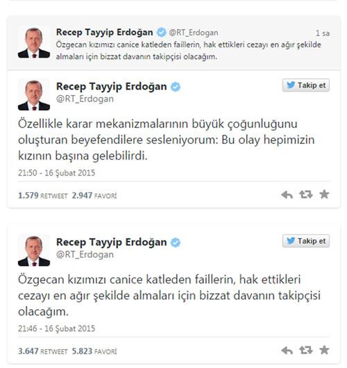 Cumhurbaşkanı Erdoğan'dan Özgecan Aslan tweeti