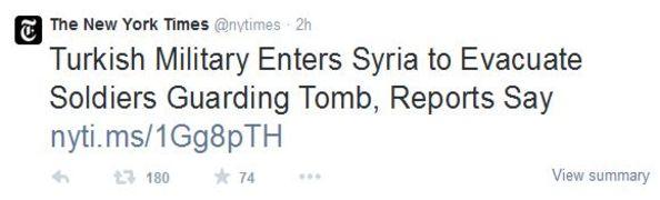 Dış basında Süleyman Şah operasyonu