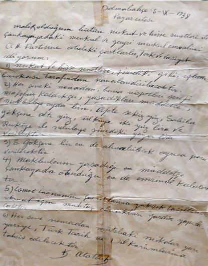 Atatürk'ün vasiyetnamesinin orijinali görüntülendi