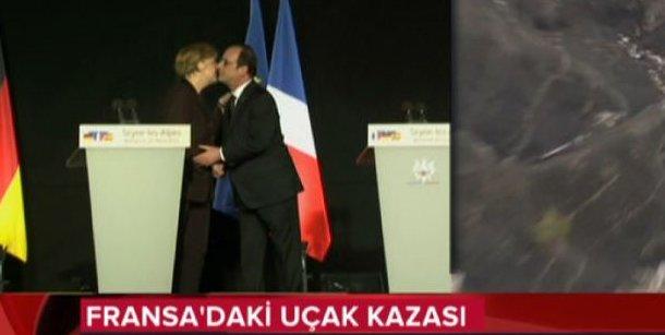 Merkel duygulandı Hollande'ı öptü